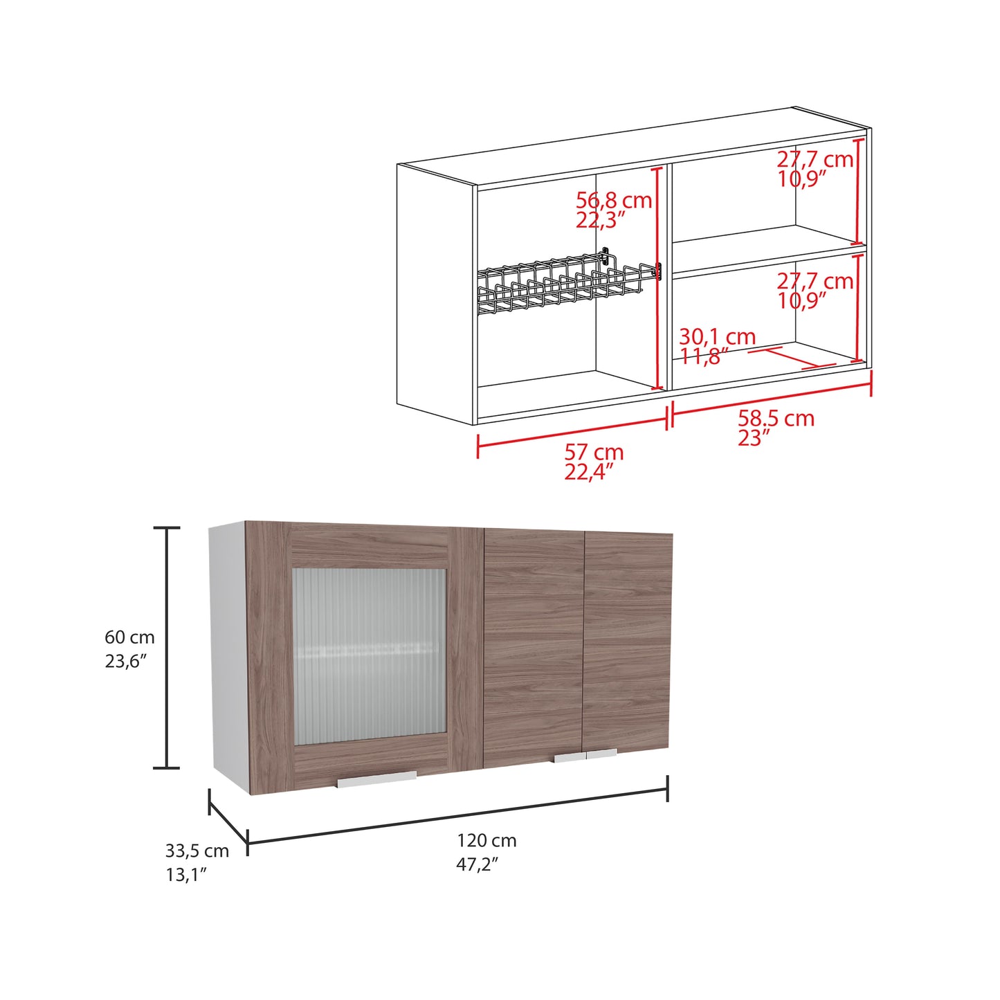 Mueble Superior Fendi Rta Blanco + Castaño
