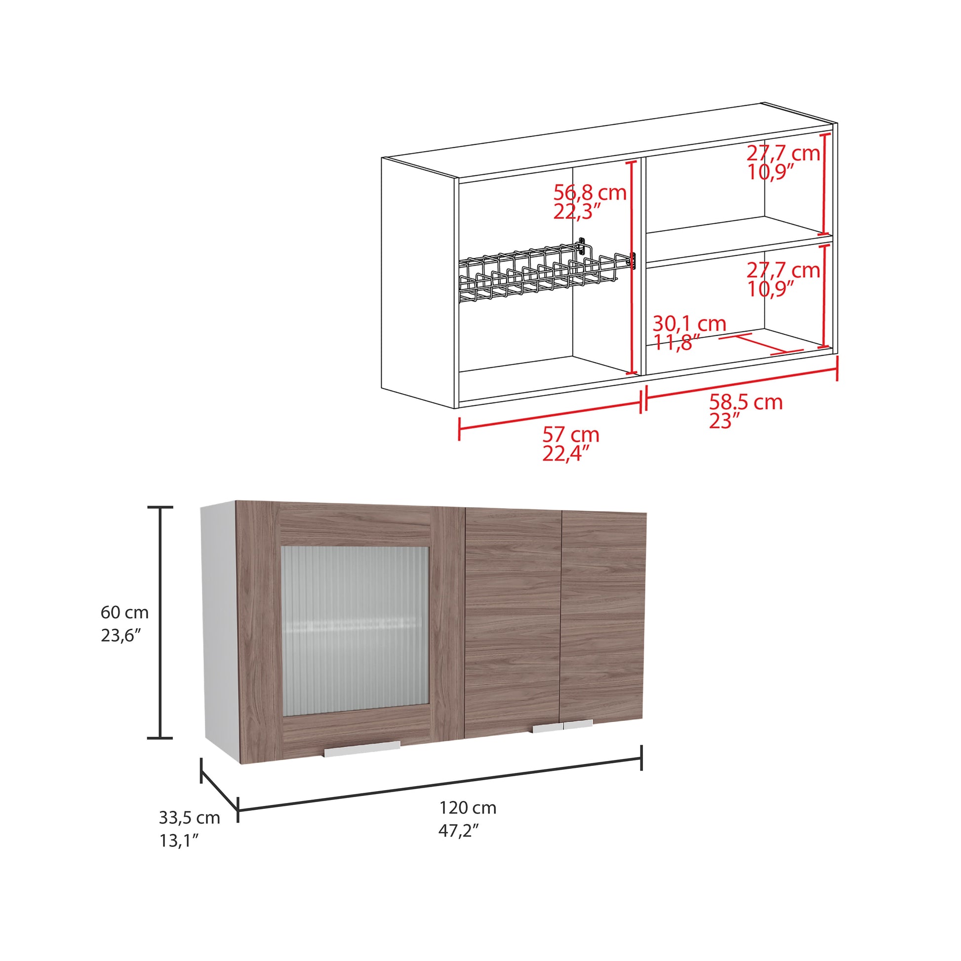 Mueble Superior Fendi Rta Blanco + Castaño