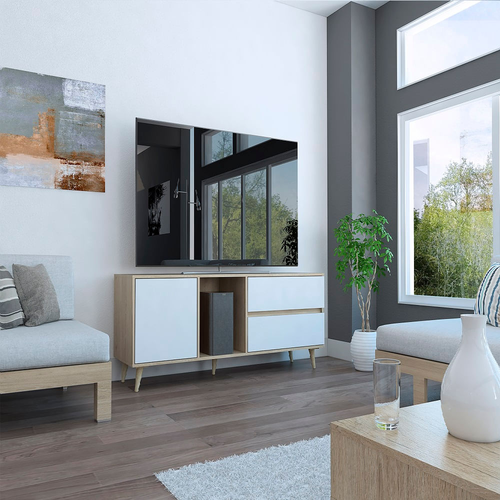 Rack Para Tv Acacia Rovere-Blanco