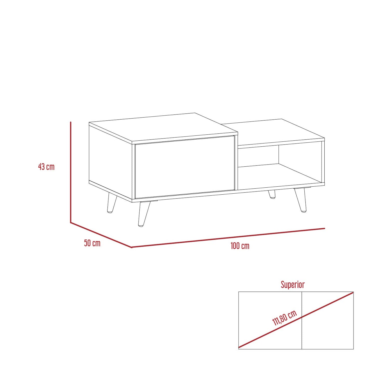 Mesa De Centro Bora Rta Rovere + Blanco