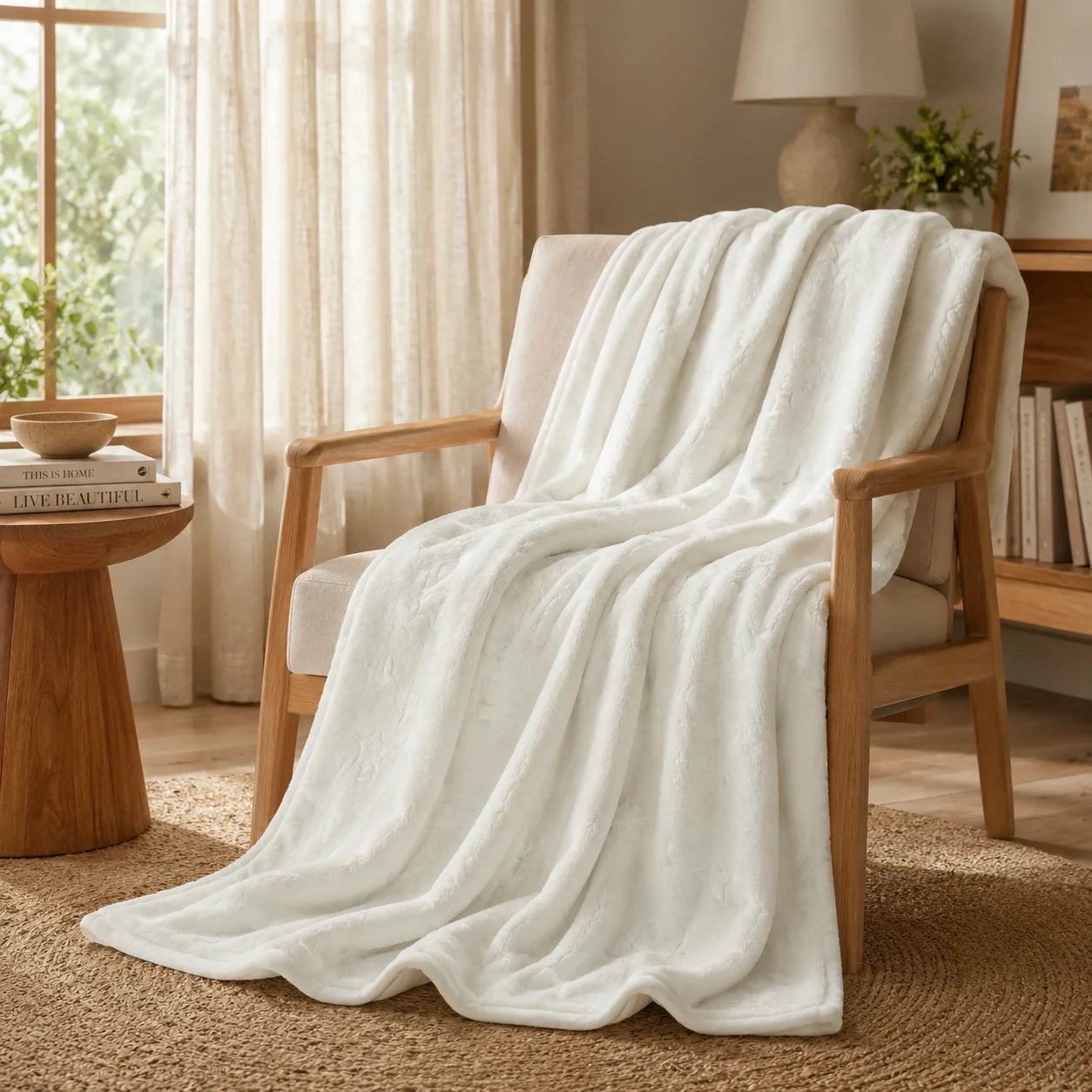 Cobija Comfortsoft Blanco Hueso Estrellas Suave
