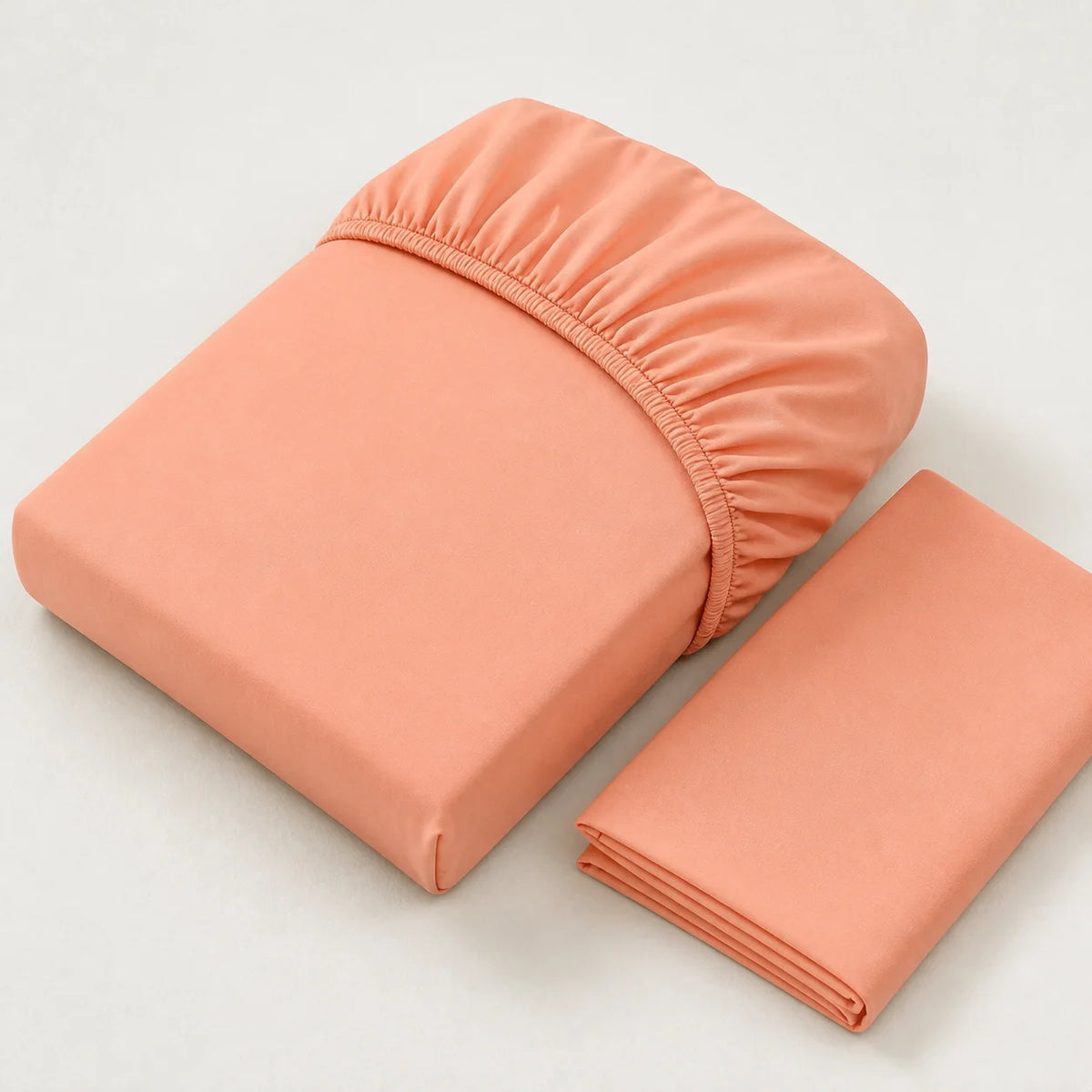 Sábana Ajustable Unicolor Microfibra Suavizada Mandarina