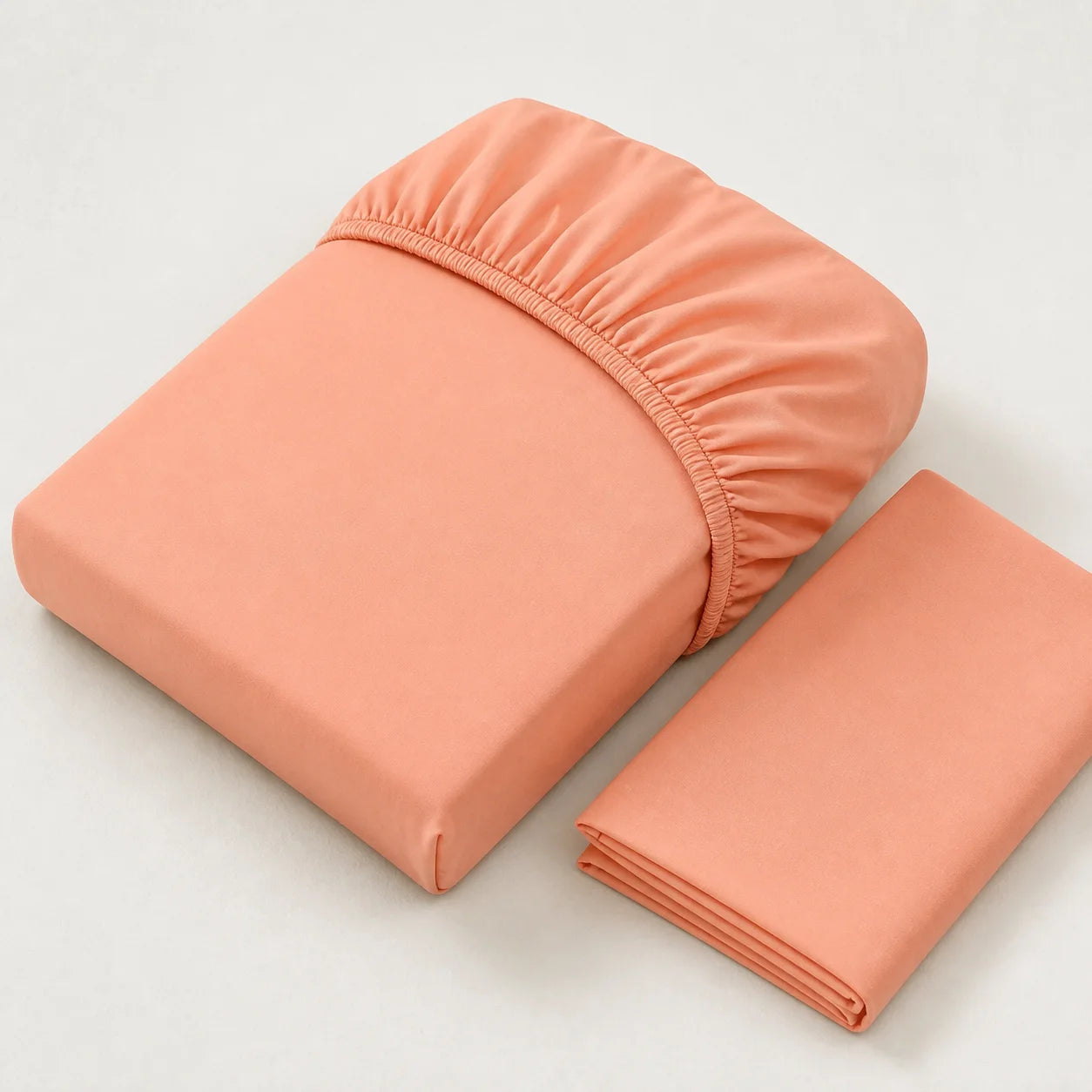 Sábana Ajustable Unicolor Microfibra Suavizada Mandarina
