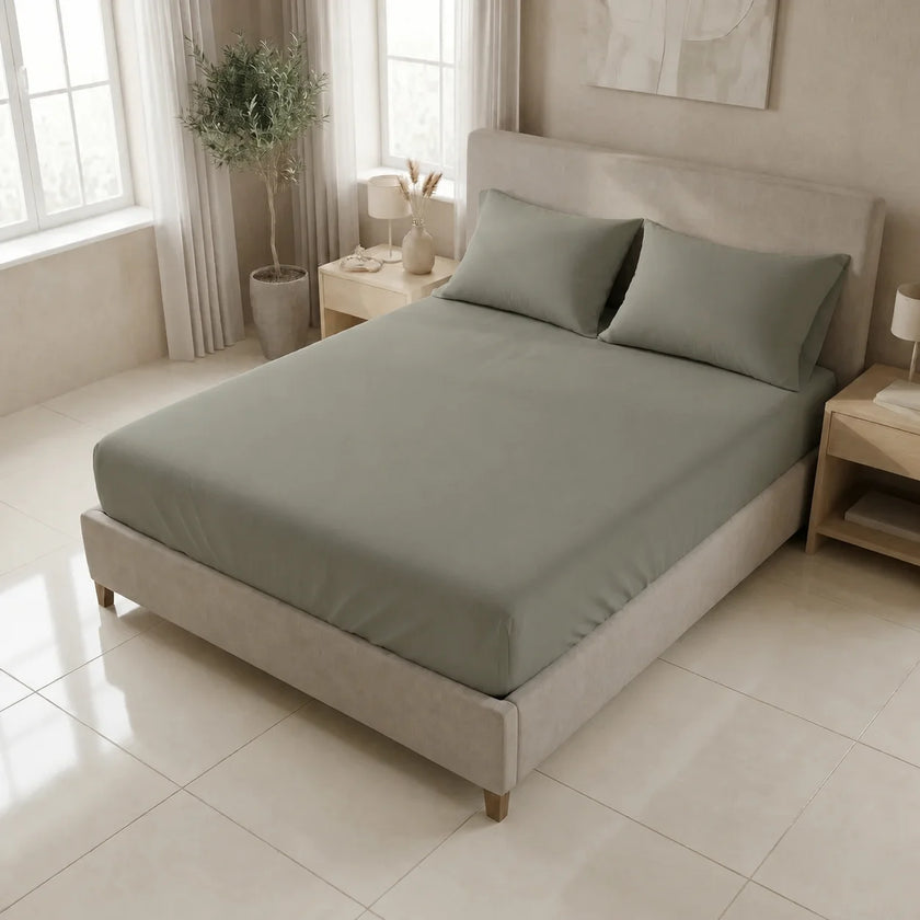 Sabana Ajustable Unicolor My House Gris