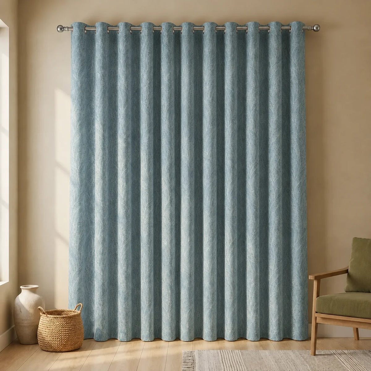 Cortina Acacia Argolla Azul De Lujo