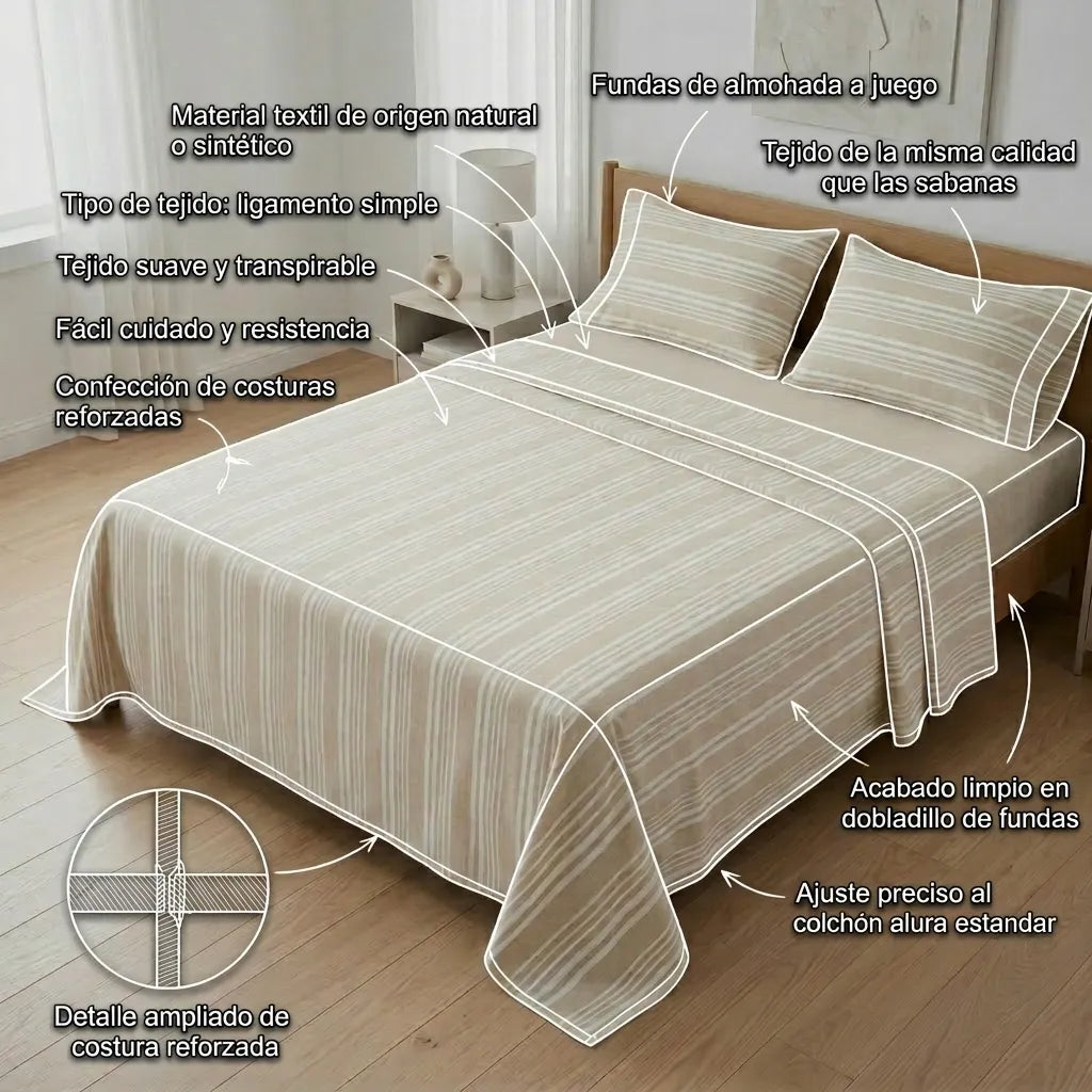Juego De Sábanas Equilibrio Beige