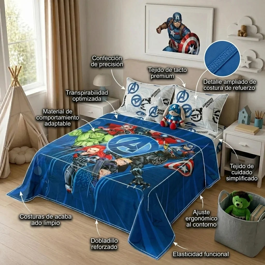 Juego De Sabanas Core Disney Avengers Estampados Animados