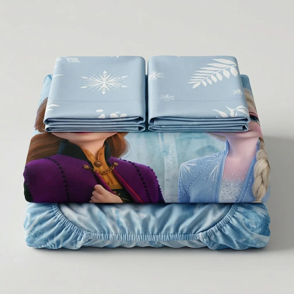 Juego De Sabanas Core Disney Frozen Celeste Estampados Animados
