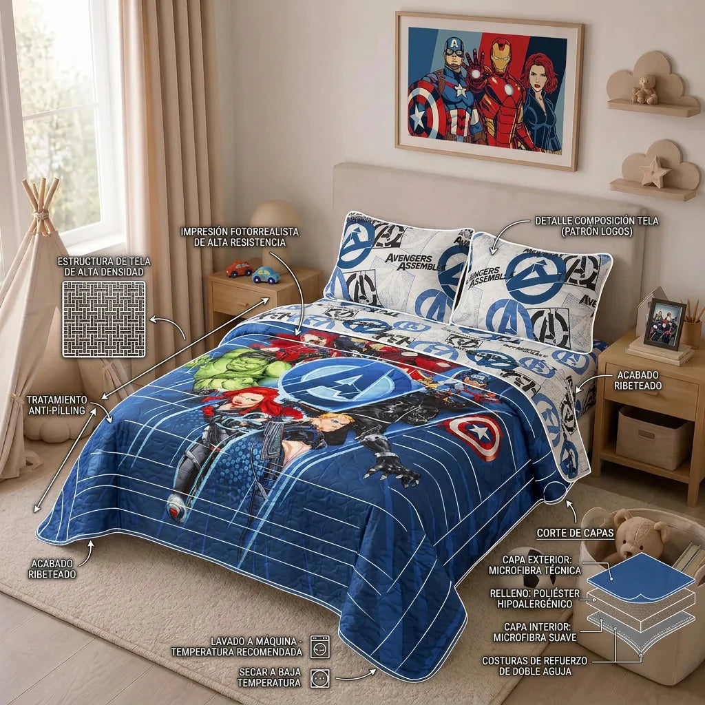 Cubrelecho Termosellado Disney Core Avengers