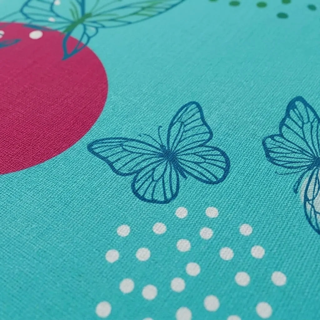Juego De Sábanas Con Cortinas  Aguamarina Mariposas Ultra Suave