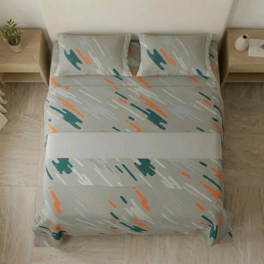 Juego De Sábanas Microfibra Suavizada Oasis Urbano Gris