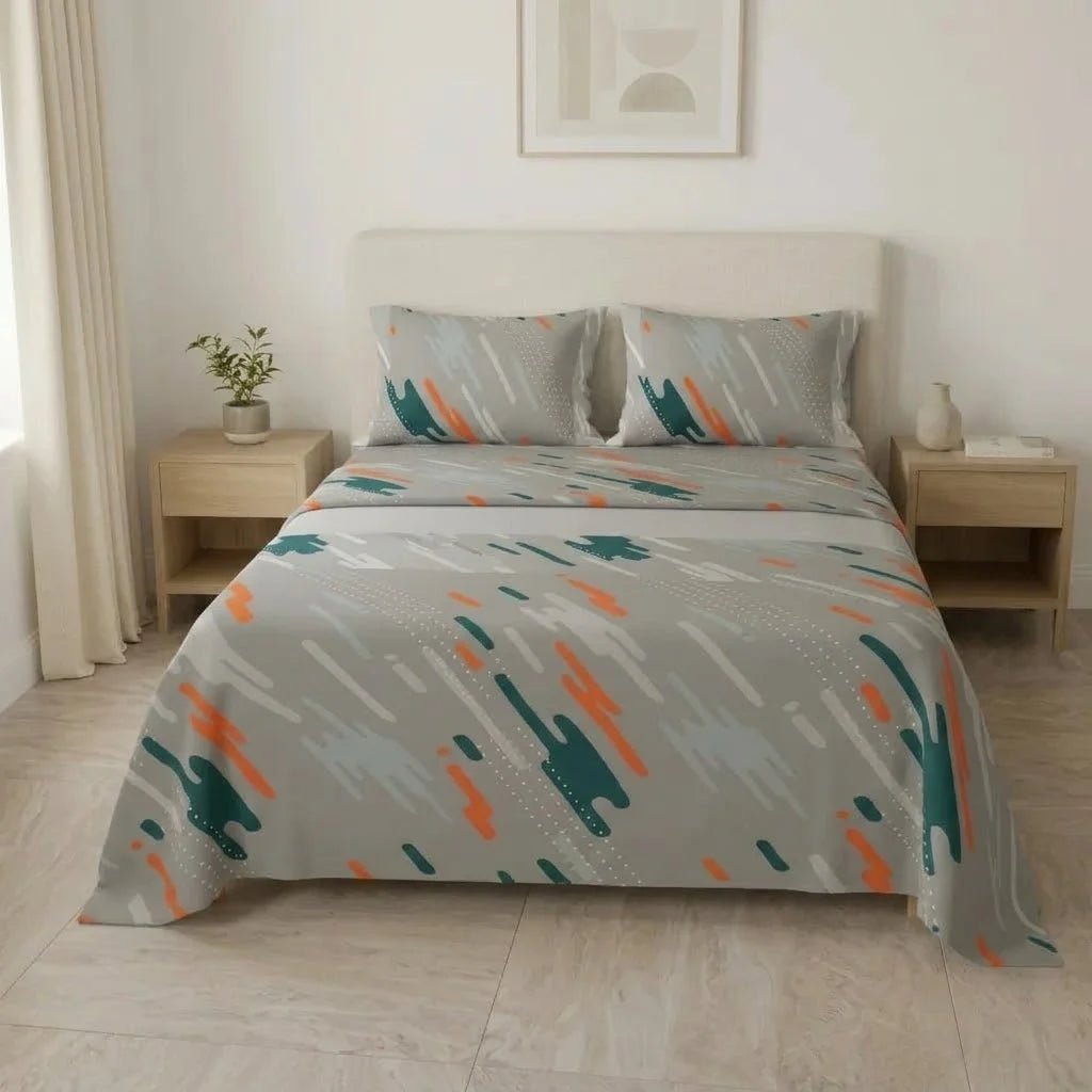 Juego De Sábanas Microfibra Suavizada Oasis Urbano Gris