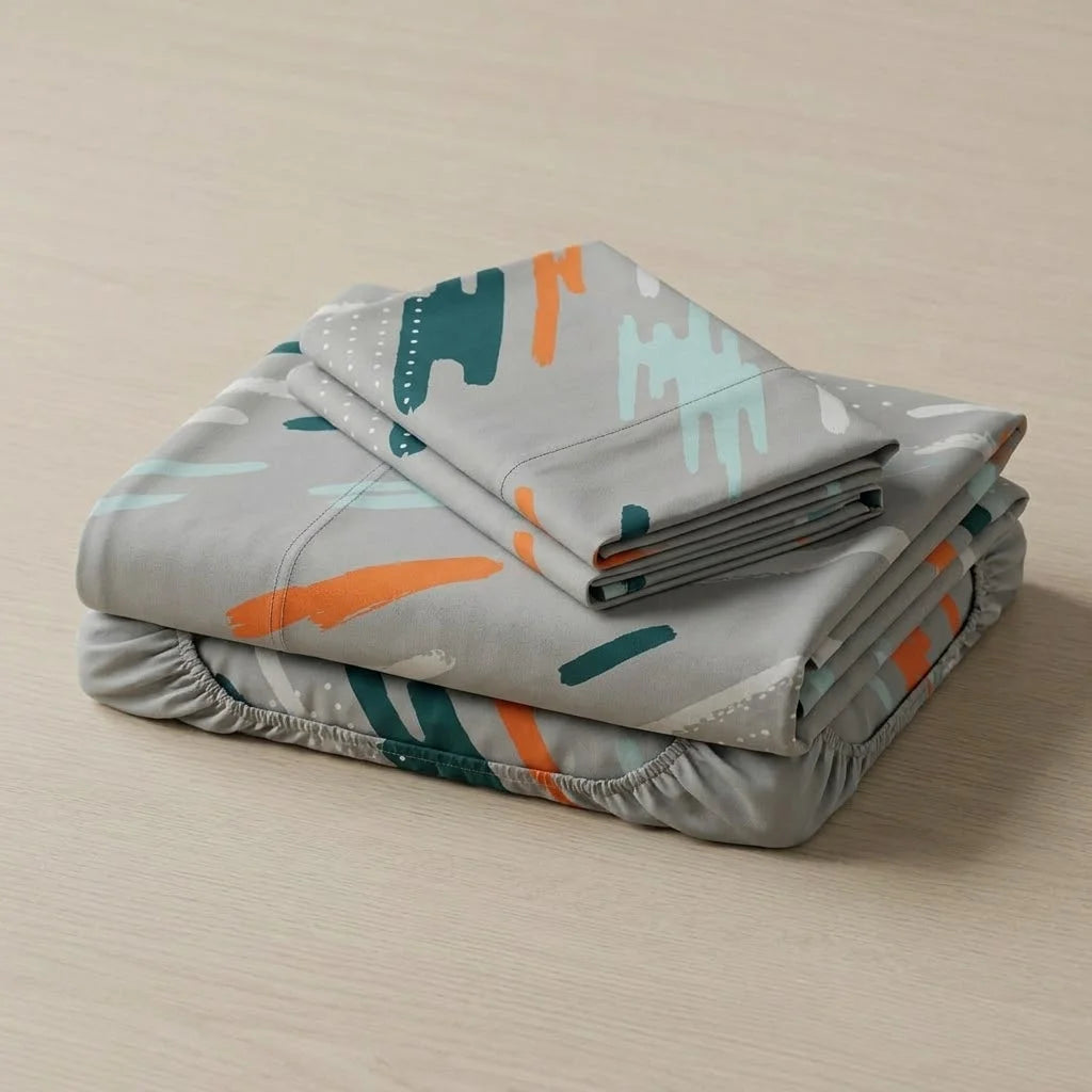 Juego De Sábanas Microfibra Suavizada Oasis Urbano Gris