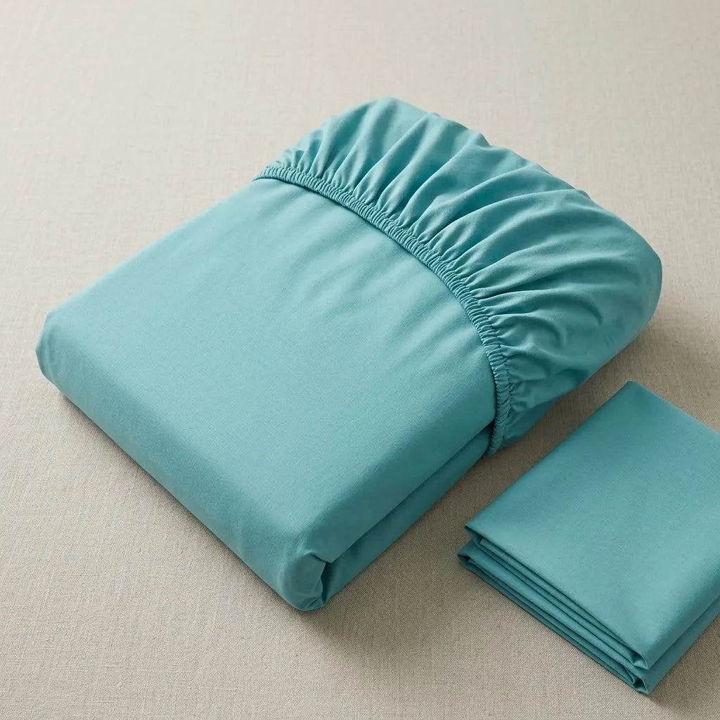 Sábana Ajustable Unicolor Microfibra Suavizada Azul Confortable