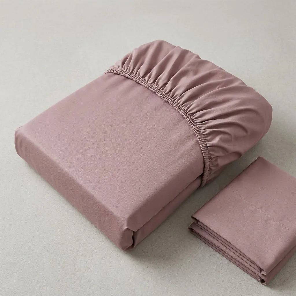 Sábana Ajustable Unicolor Microfibra Suavizada Beige Confortable