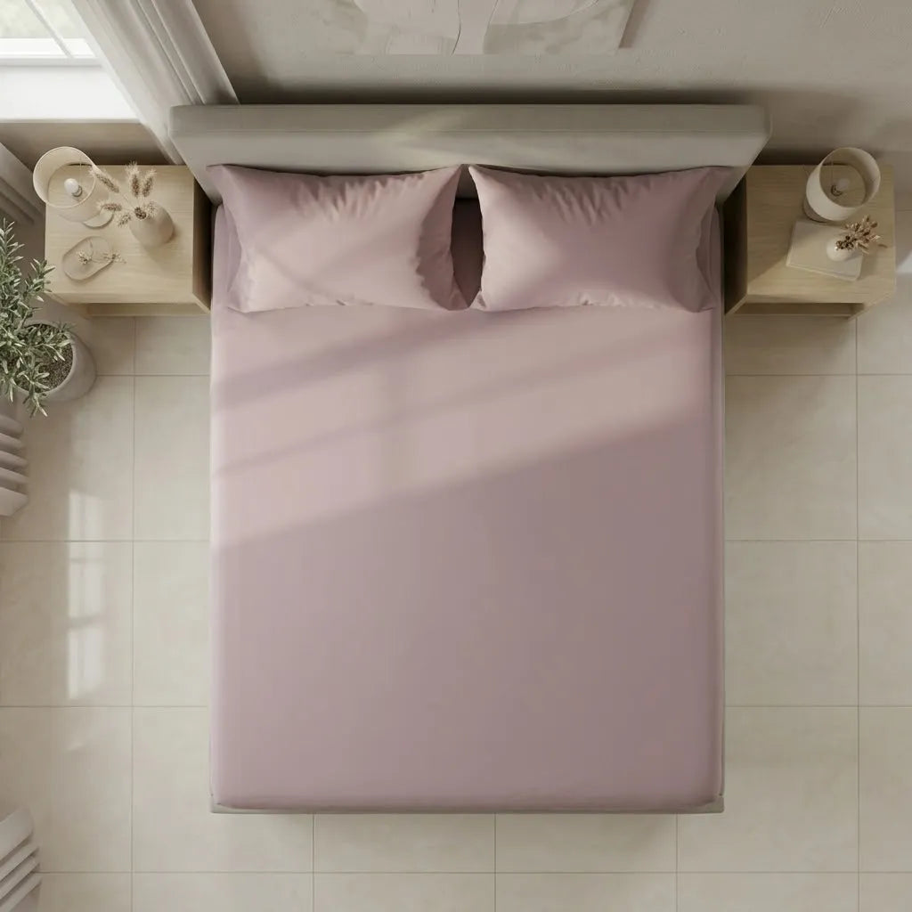 Sábana Ajustable Unicolor Microfibra Suavizada Lila Confortable