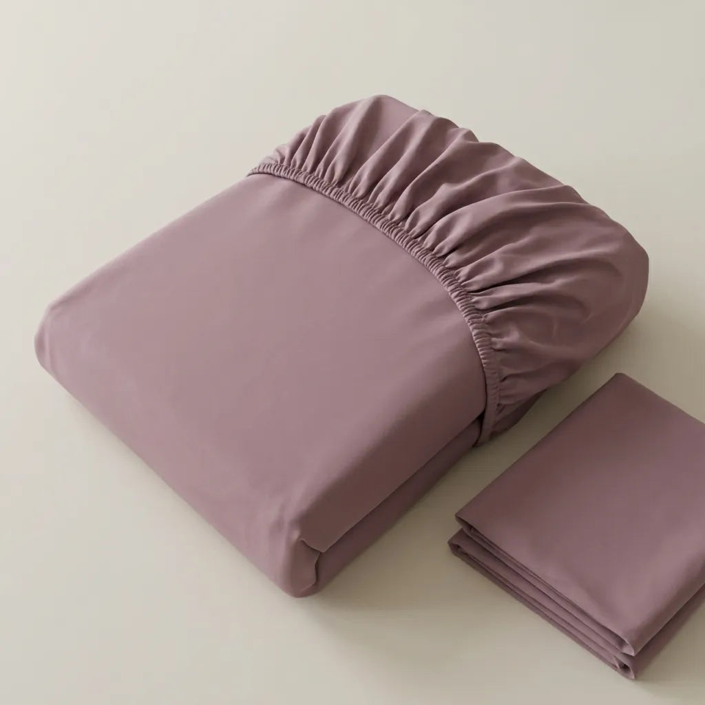 Sábana Ajustable Unicolor Microfibra Suavizada Lila Confortable