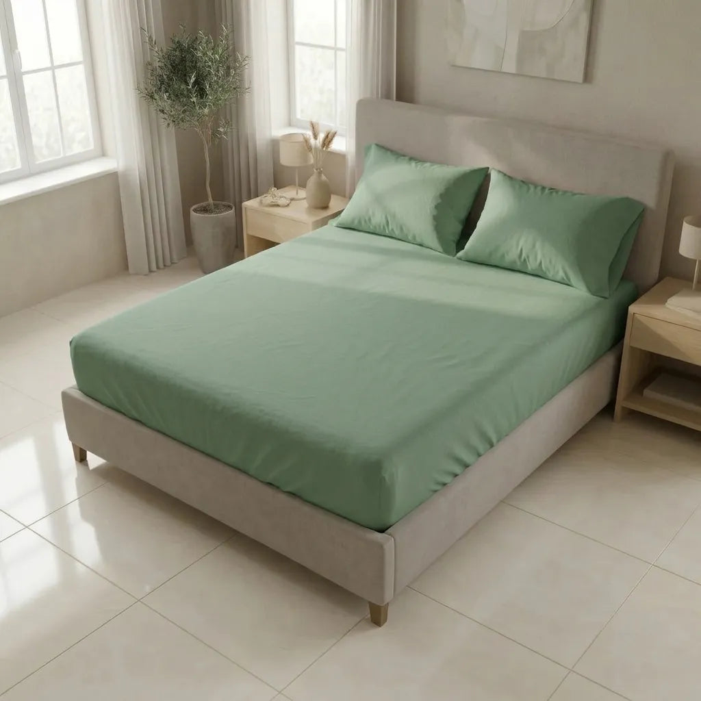 Sábana Ajustable Unicolor Microfibra Suavizada Verde Pistacho