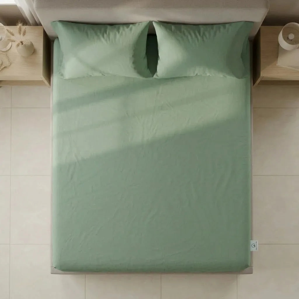 Sábana Ajustable Unicolor Microfibra Suavizada Verde Pistacho