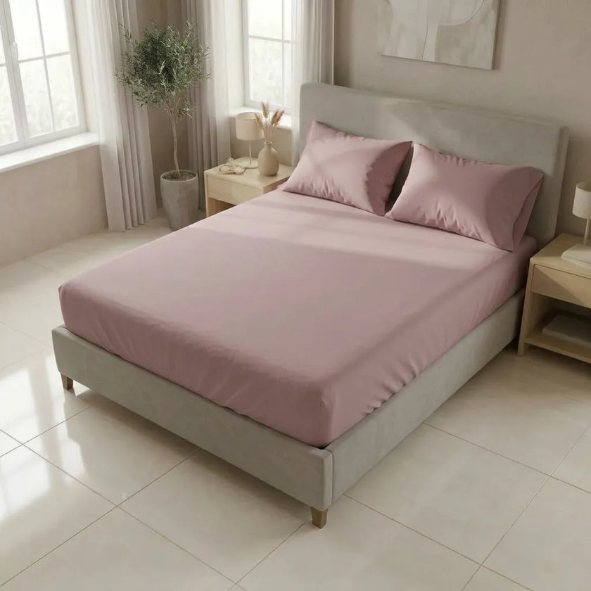 Sábana Ajustable Unicolor Microfibra Suavizada Rosa