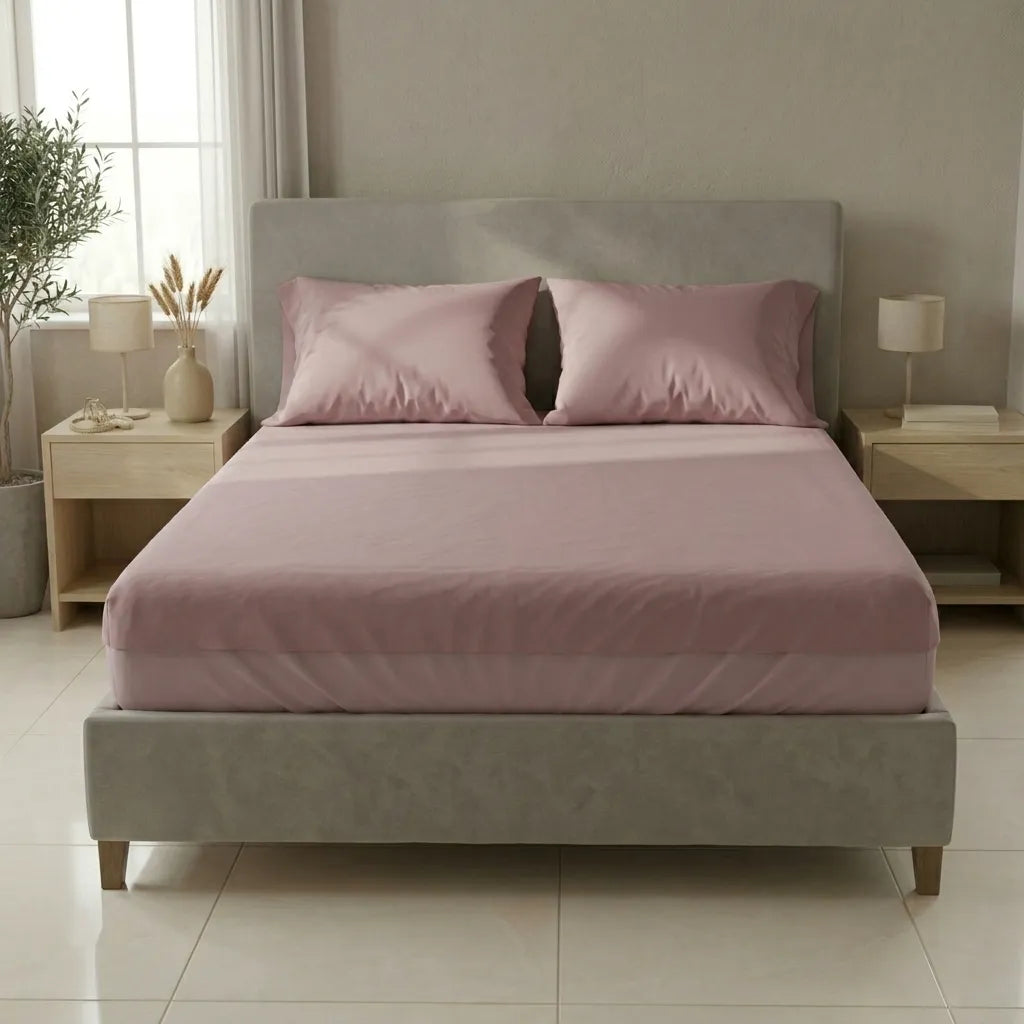 Sábana Ajustable Unicolor Microfibra Suavizada Rosa