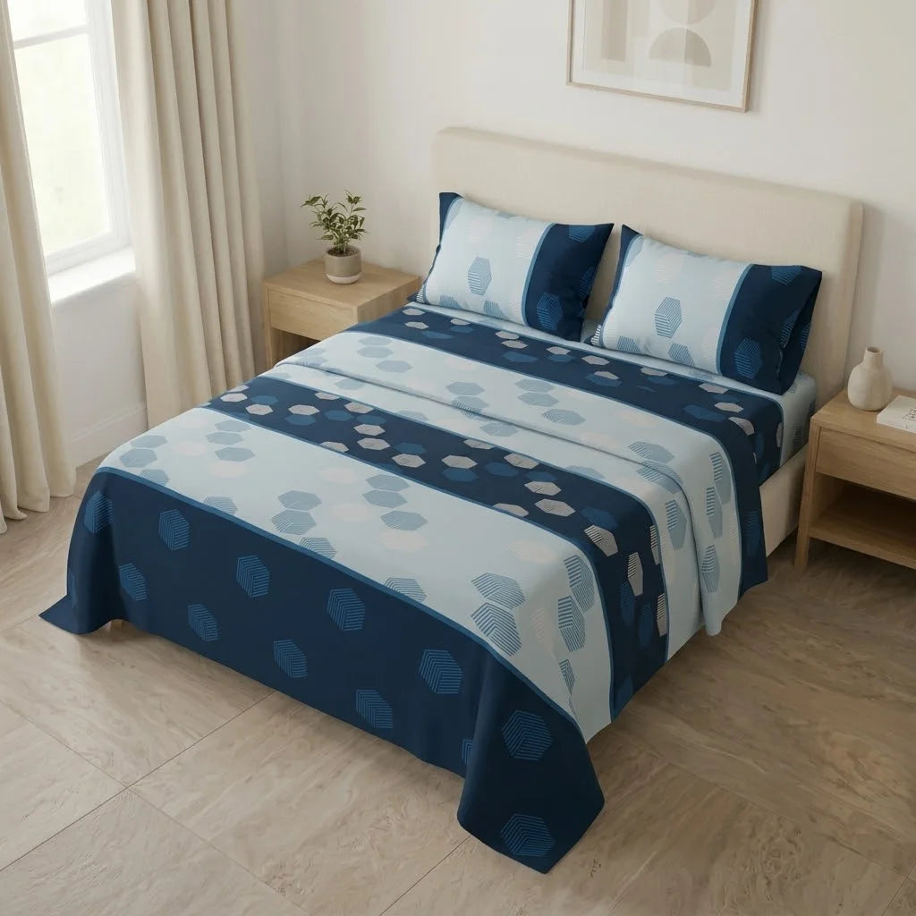 Juego De Sábanas Microfibra Suavizada Geocomfort Azul