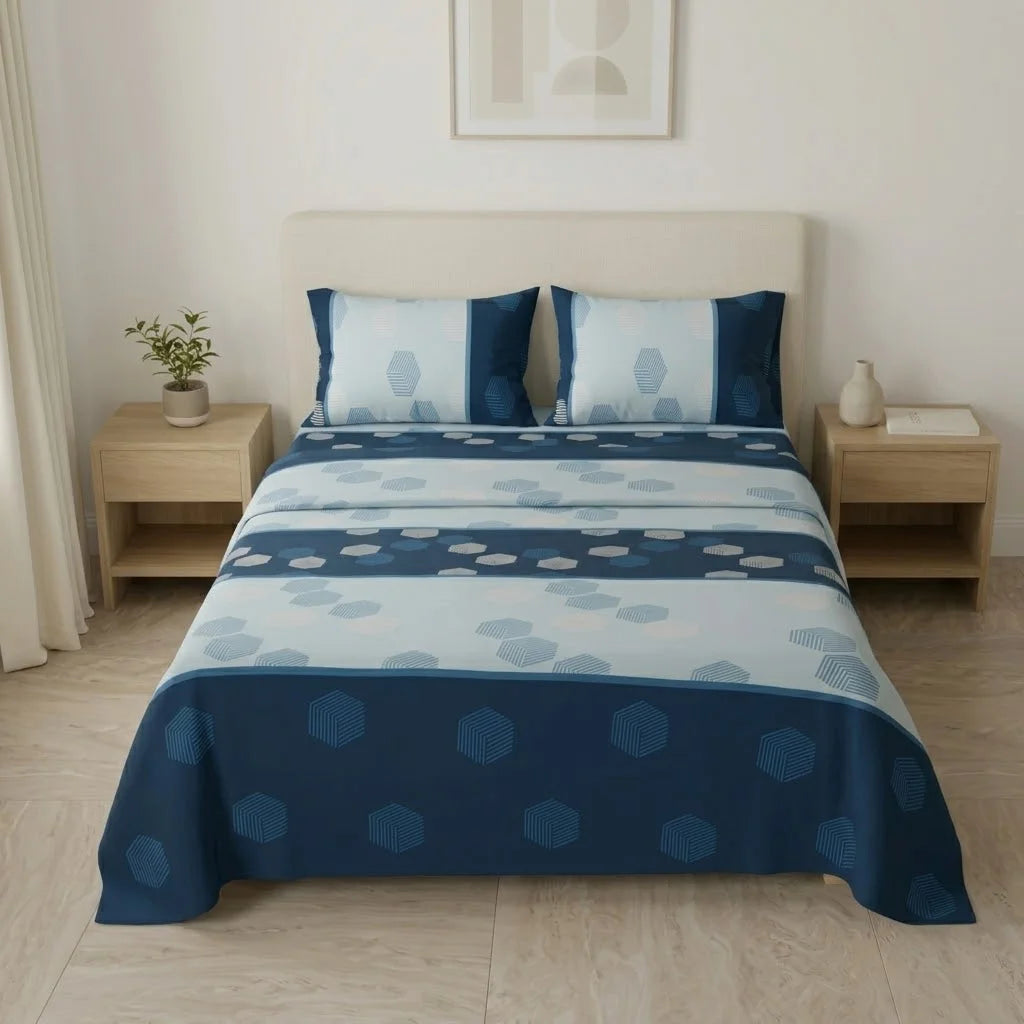 Juego De Sábanas Microfibra Suavizada Geocomfort Azul