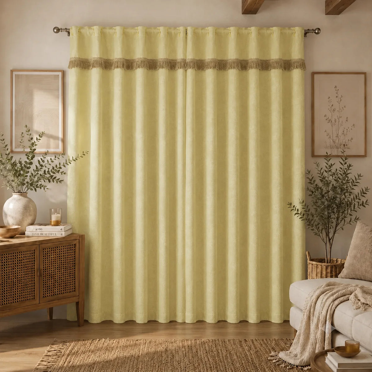 Cortina Fleco Grueso  Beige