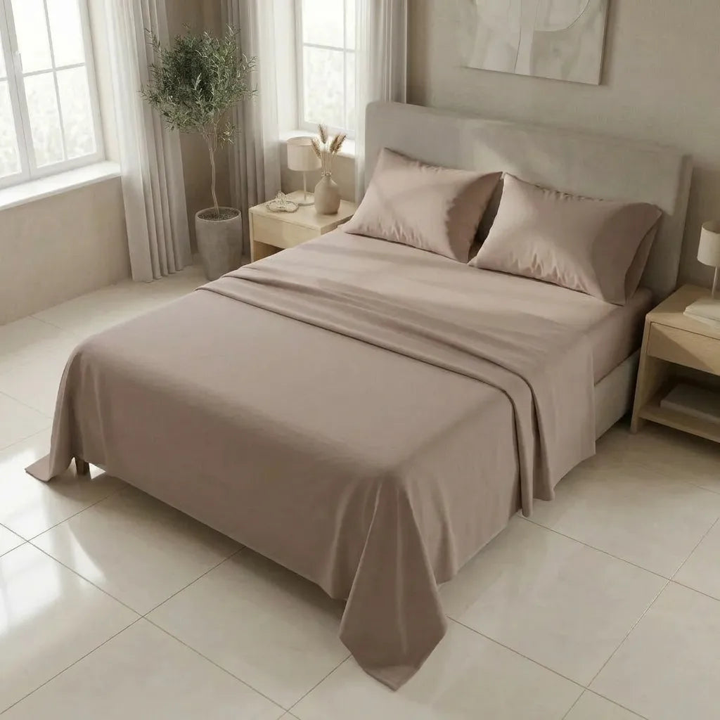 Juegos De Sabanas Unicolor My House Beige Confortable