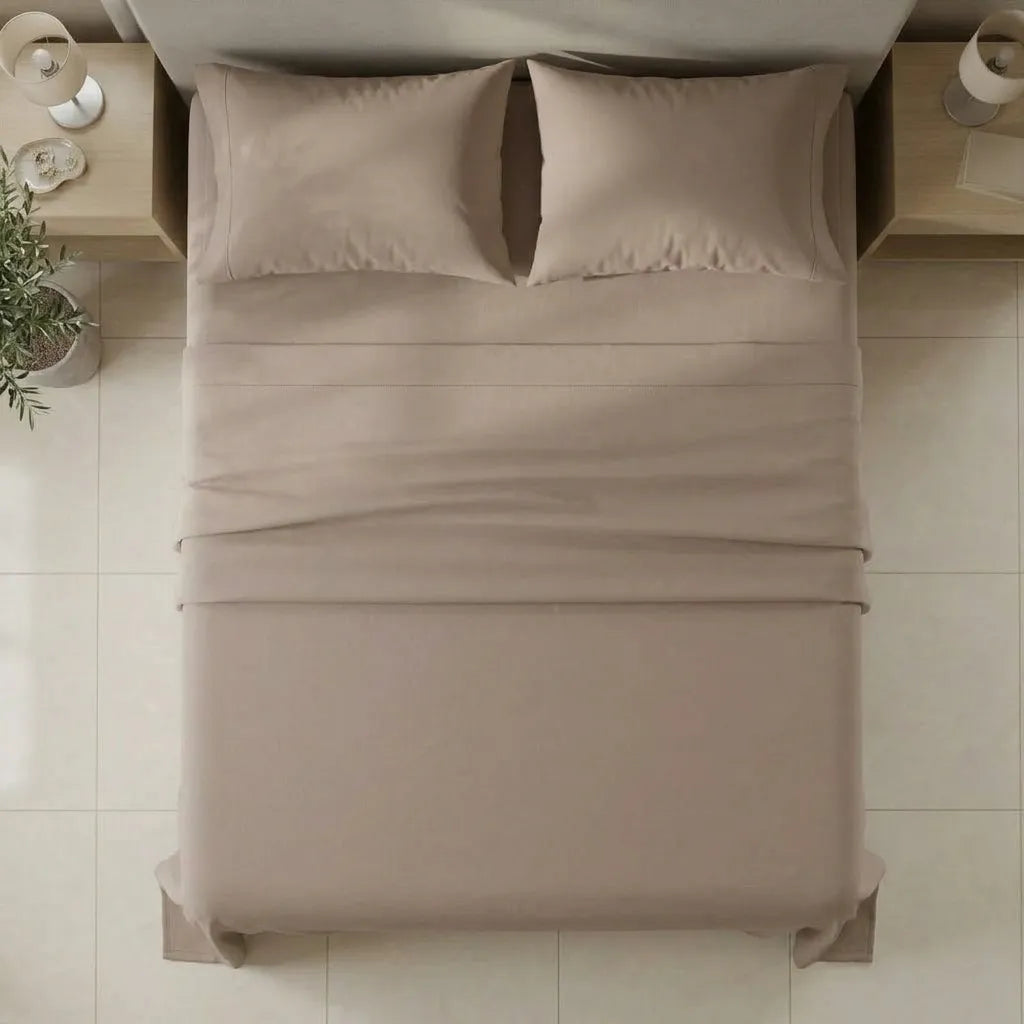 Juegos De Sabanas Unicolor My House Beige Confortable