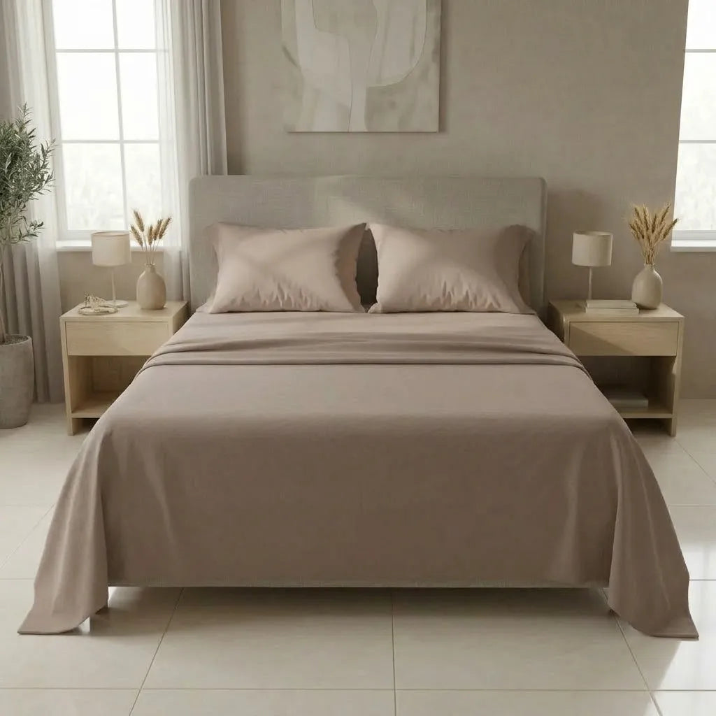 Juegos De Sabanas Unicolor My House Beige Confortable