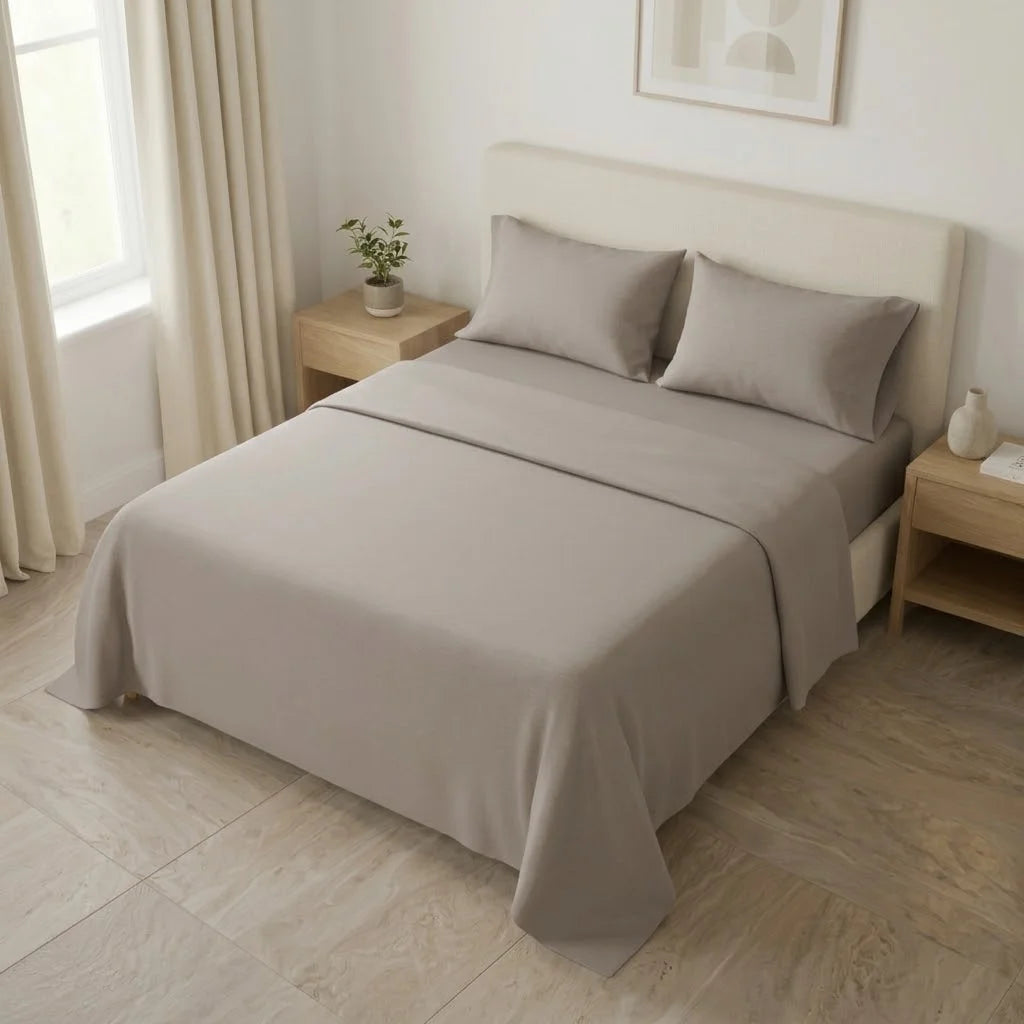 Juego De Sabanas 4 Fundas Linea My House Beige Suavizada