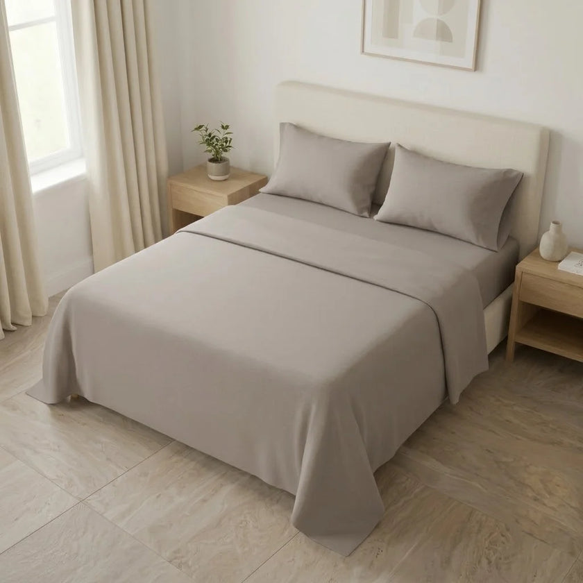 Juego De Sabanas 4 Fundas Linea My House Beige Suavizada
