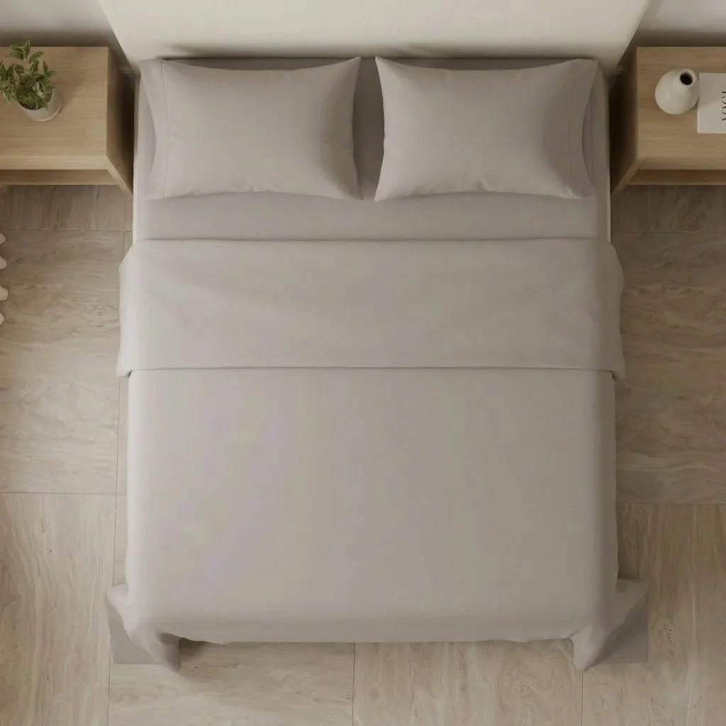 Juego De Sabanas 4 Fundas Linea My House Beige Suavizada