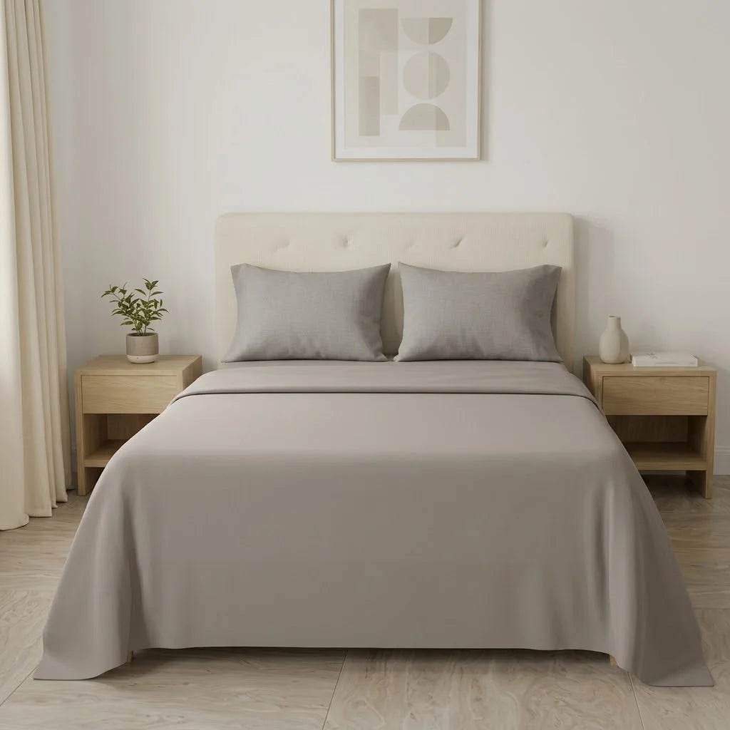 Juego De Sabanas 4 Fundas Linea My House Beige Suavizada