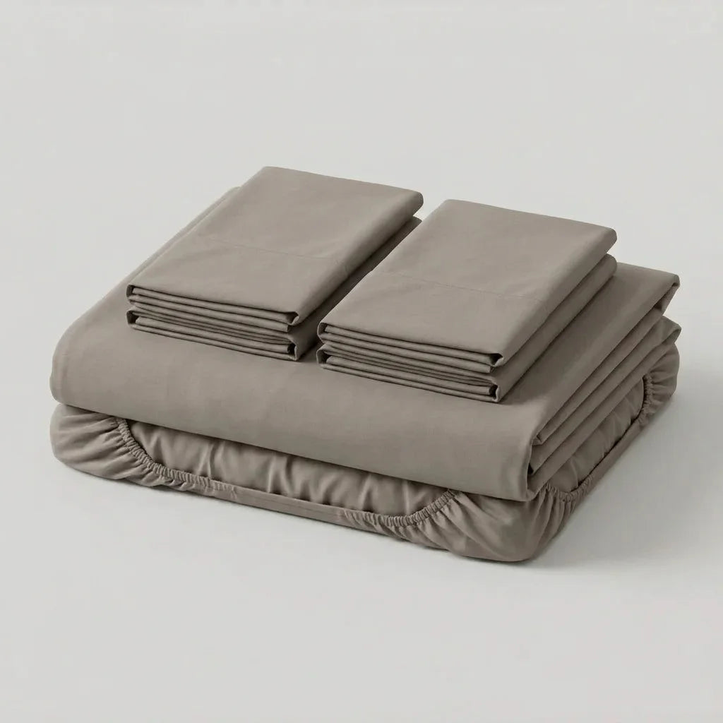 Juego De Sabanas 4 Fundas Linea My House Beige Suavizada