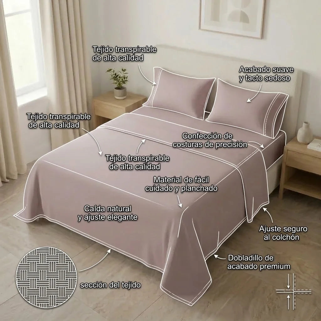 Juego De Sabanas 4 Fundas Rosa