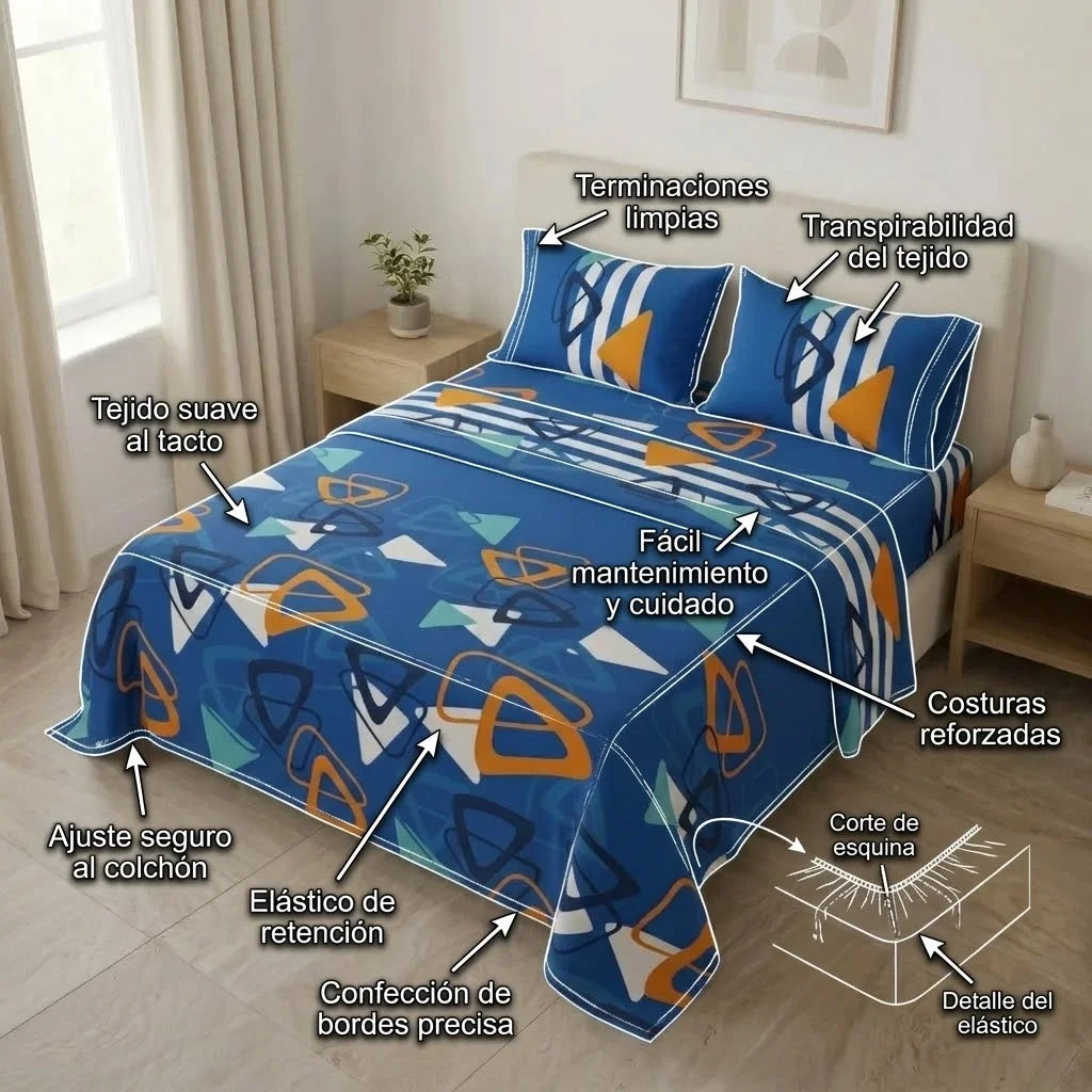 Juego De Sábanas Microfibra Suavizada Vanguardia Atlántica