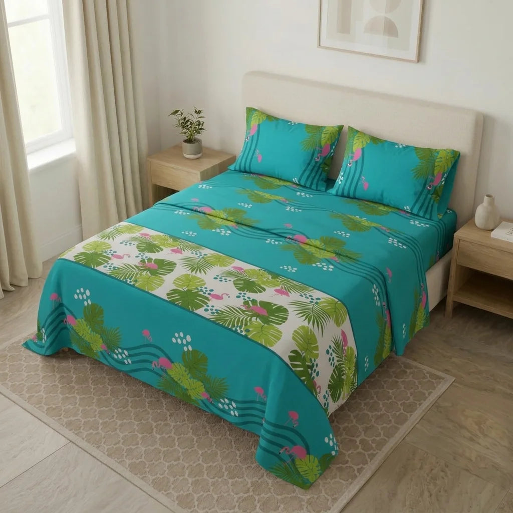 Juego De Sábanas Microfibra Suavizada Paraíso Tropical