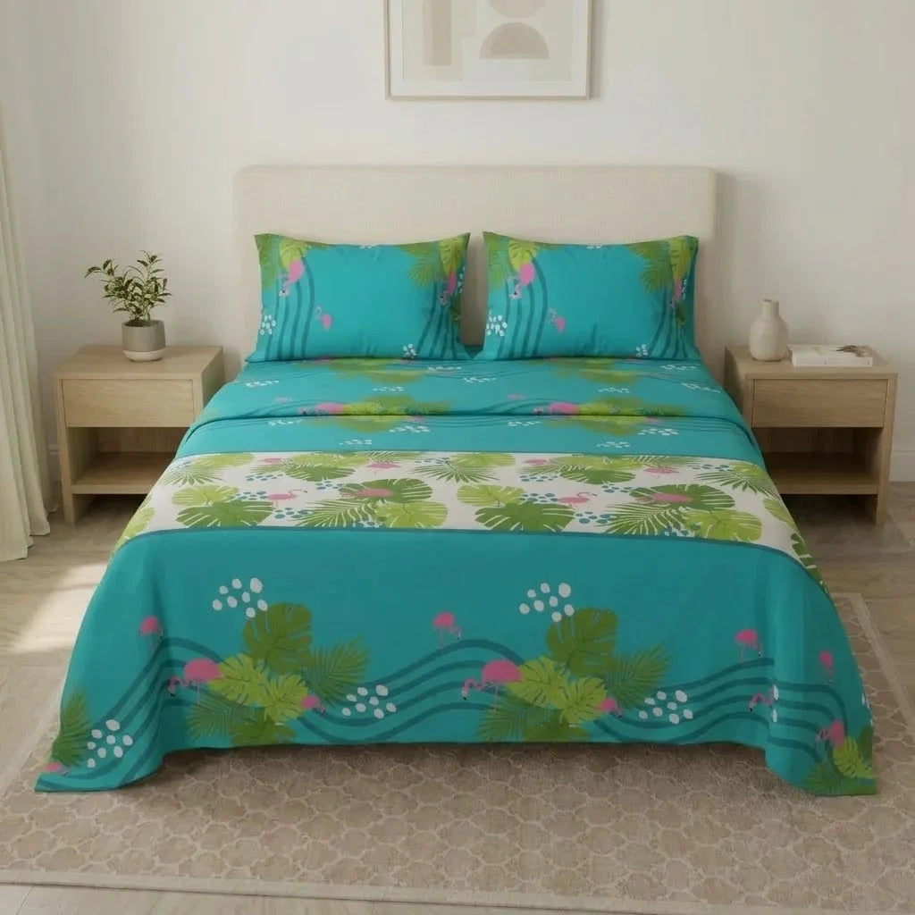 Juego De Sábanas Microfibra Suavizada Paraíso Tropical