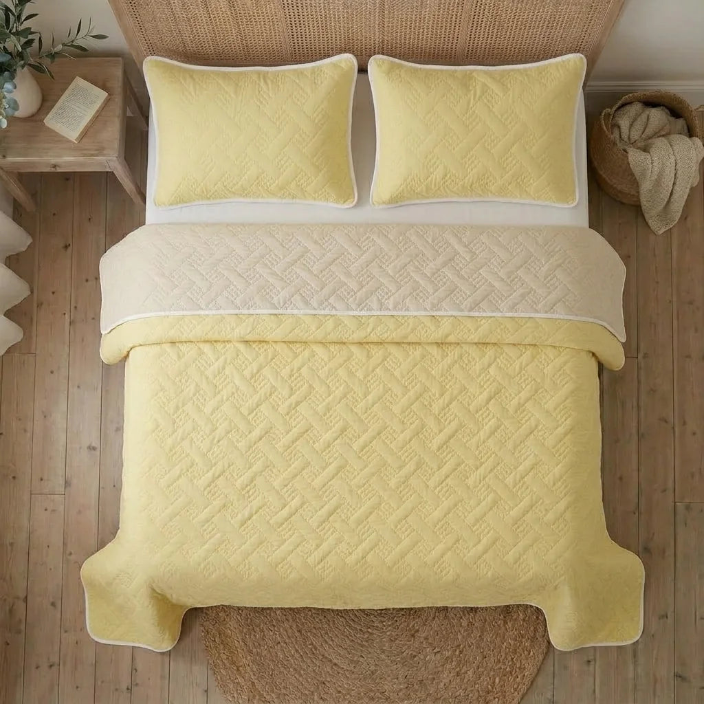 Cubrelecho Termosellado Cotton Sense Solo Fondo Amarillo