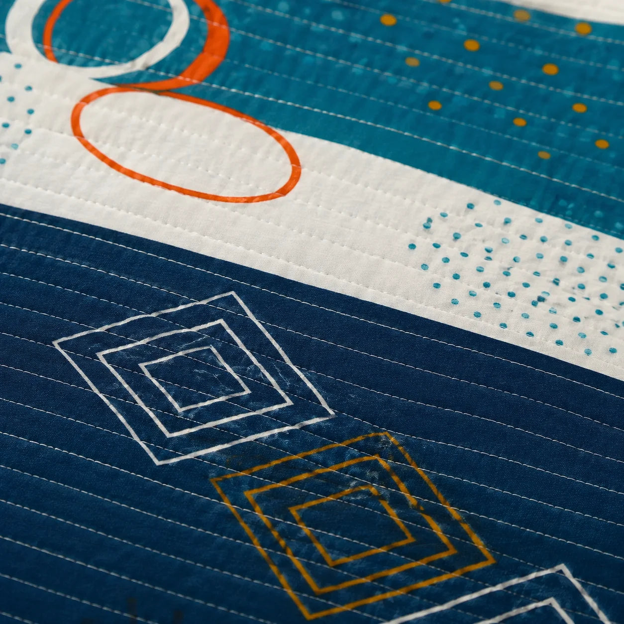 Cubrelecho Estampado Prensado Doble Faz Giro Magnético Azul