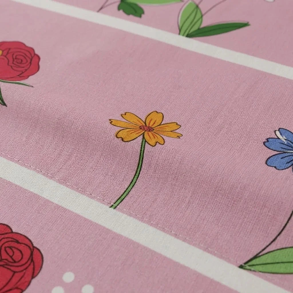 Juego De Sábanas Microfibra Suavizada Alegoría Floral Rosa