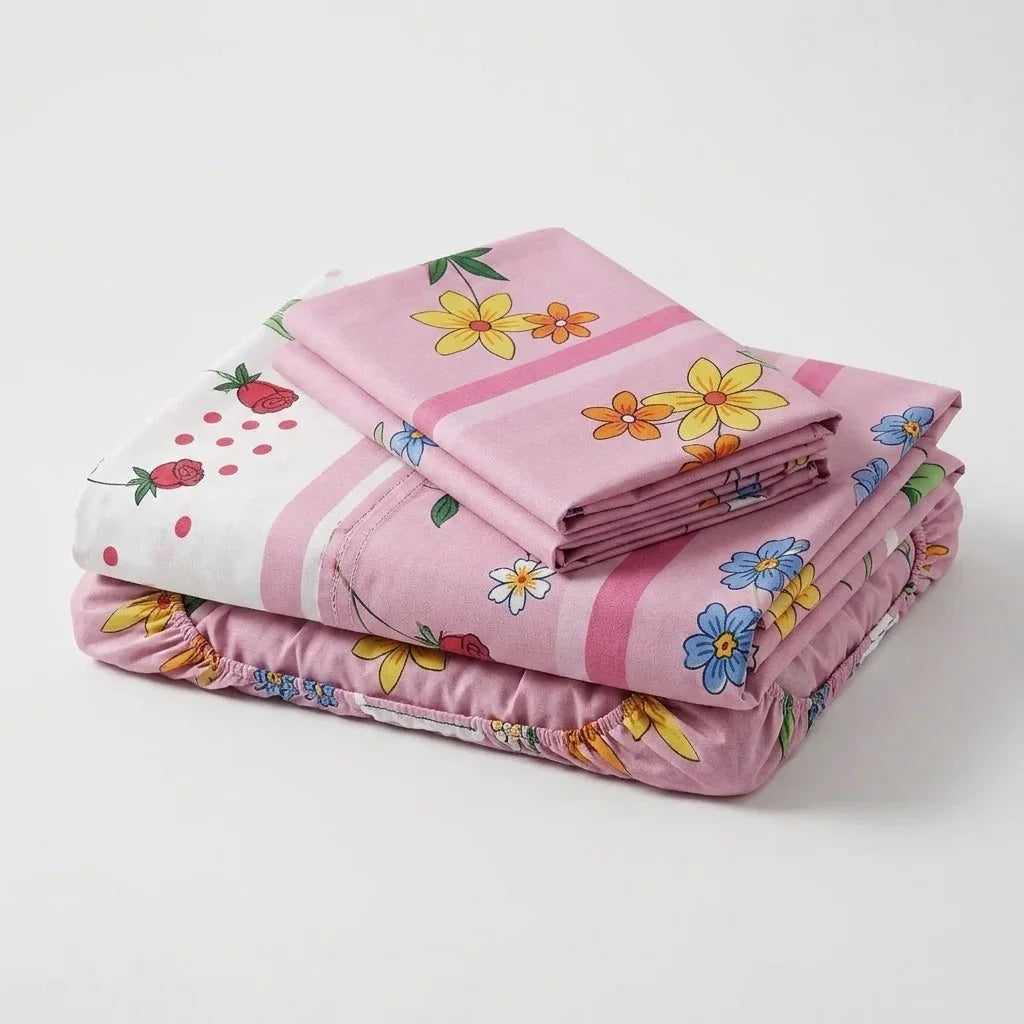 Juego De Sábanas Microfibra Suavizada Alegoría Floral Rosa