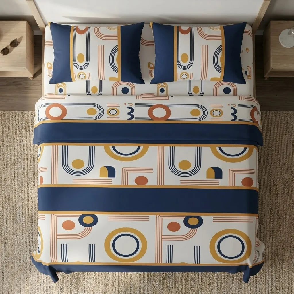 Juego De Sabanas Style 4 Fundas Órbita Azul