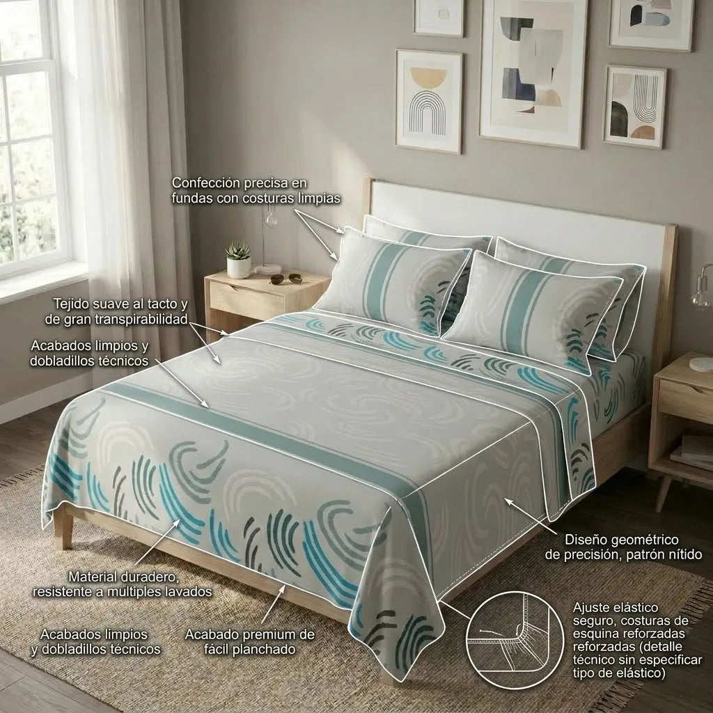 Juego De Sabanas Style 4 Fundas Ocean Chic