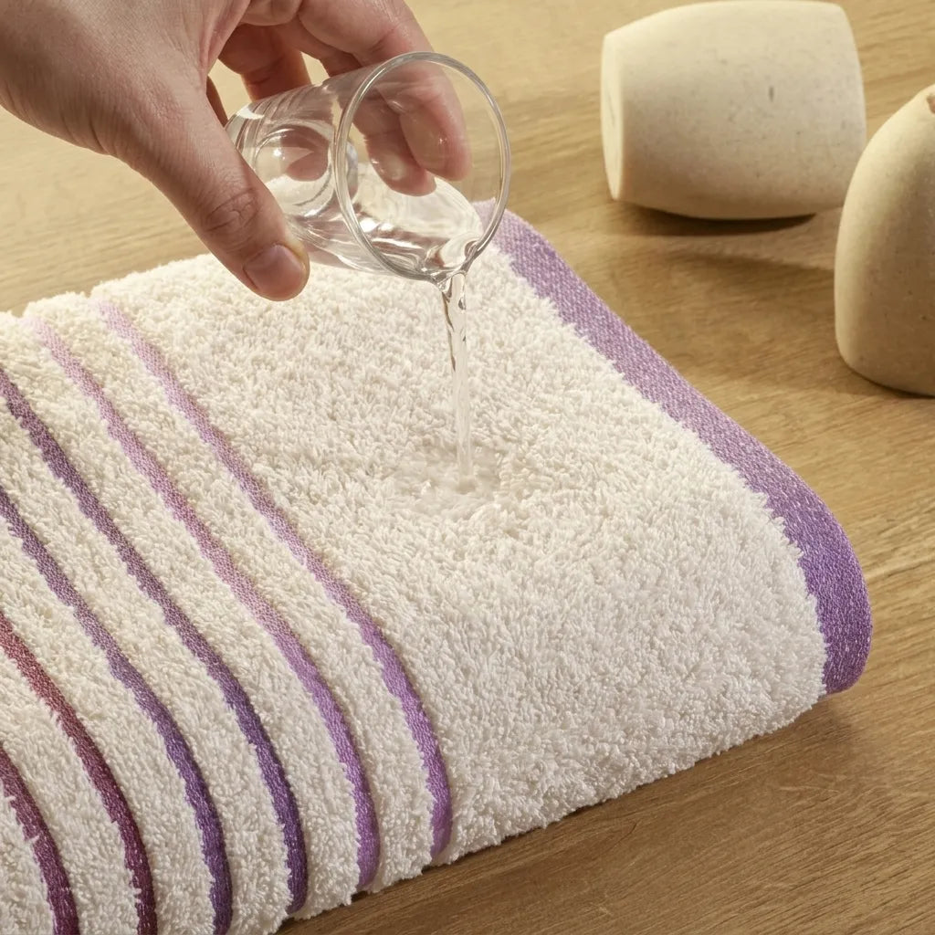 Toalla Mediterráneo Beige Con Linea Morado  550 Gr