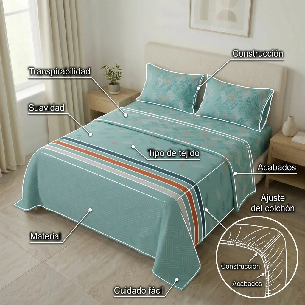 Juego De Sábanas Microfibra Suavizada Olas Urbanas