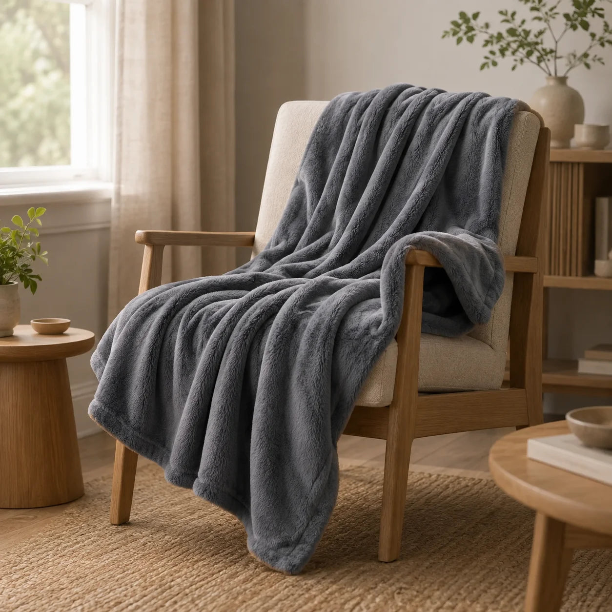 Cobija Piel Durazno Soft Gris Oscuro