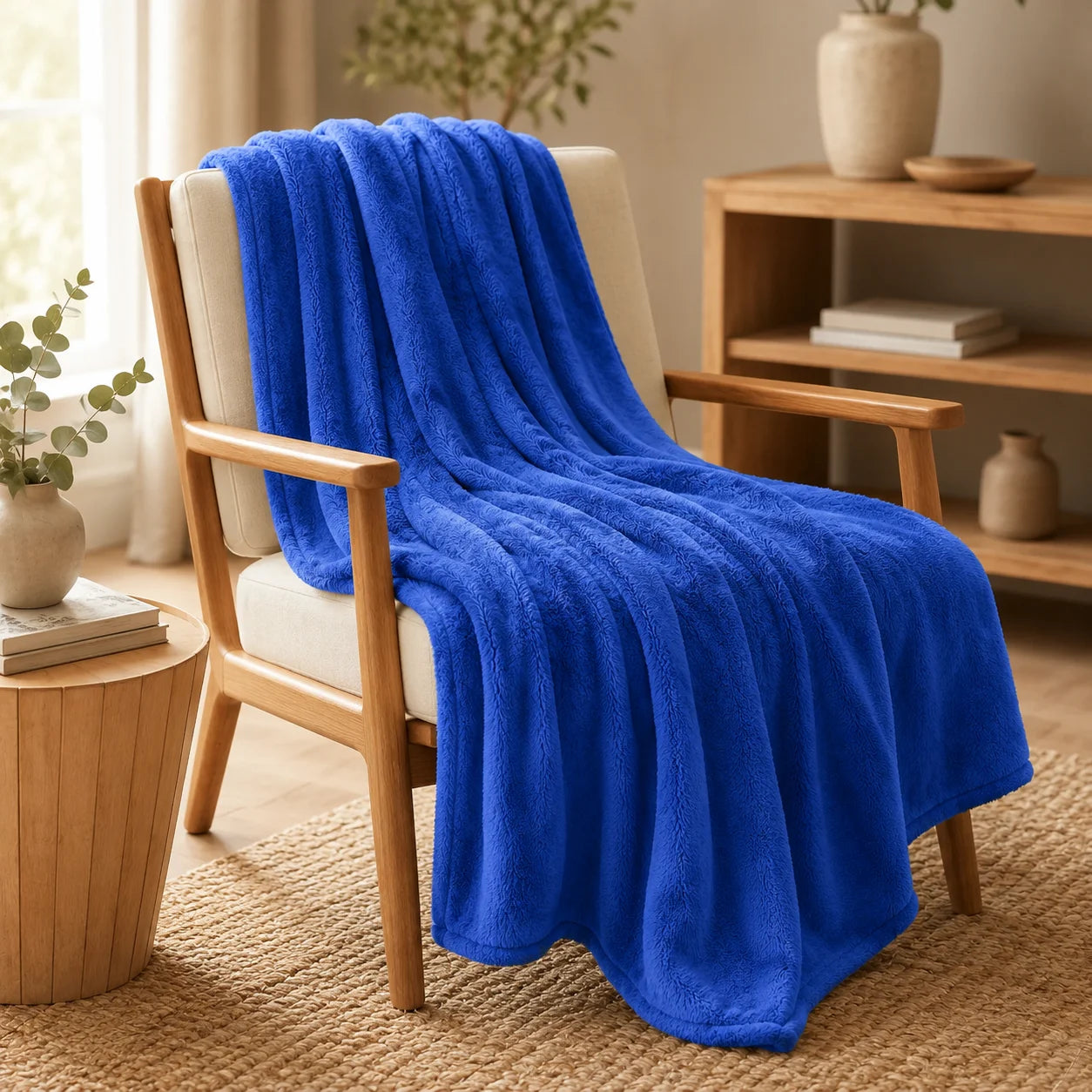 Cobija Piel Durazno Soft Azul Rey